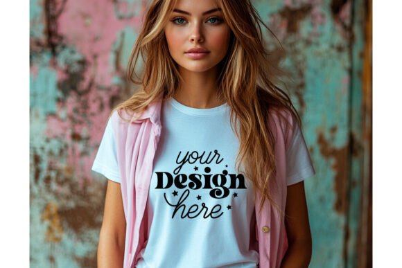 Bella Canvas 3001 White Shirt Mockup 28 Graphics