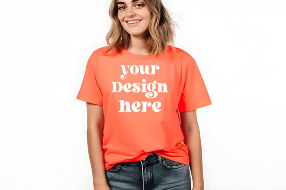 Comfort Colors 1717 Neon Orange Mockup: Graphics & Product Mockups