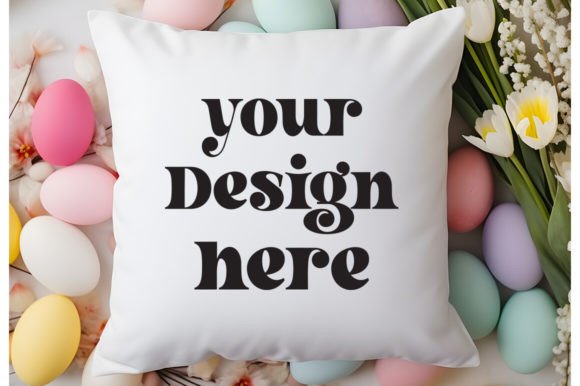 Easter Egg Spring Mockup Pillow: Graphics & Product Mockups