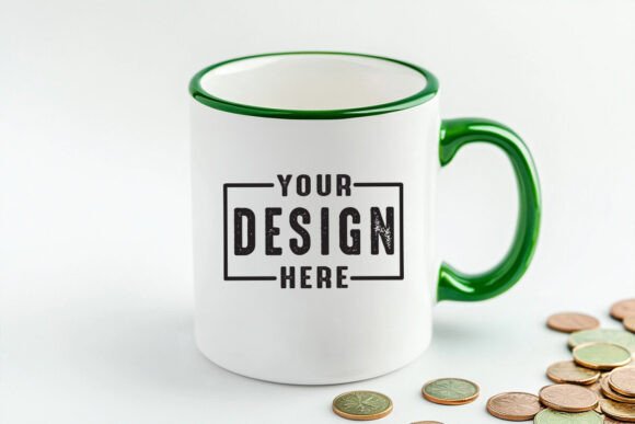 Green Accent Handle Mug Mockup: Graphics & Product Mockups